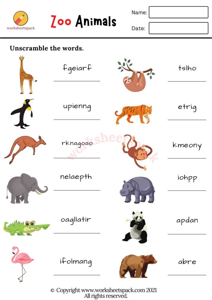 zoo worksheet for preschoolers