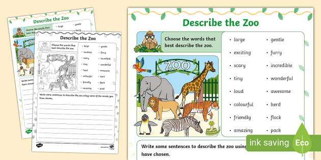 Describe the Zoo Worksheet (Lehrer gemacht) 